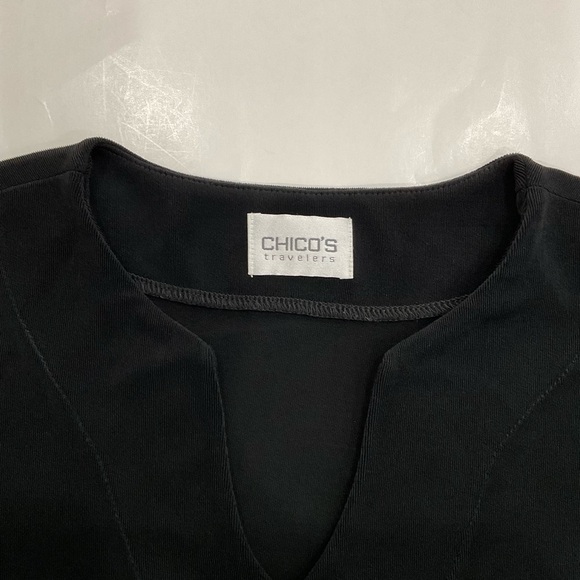 Chico's Travelers Elegant Black Short Sleeve Tee - Picture 6 of 6